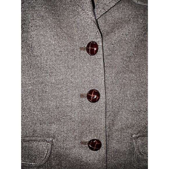 Banana Republic Twee Preppy Academia Brown Tweed Large Triple Button Blazer - Picture 7 of 8